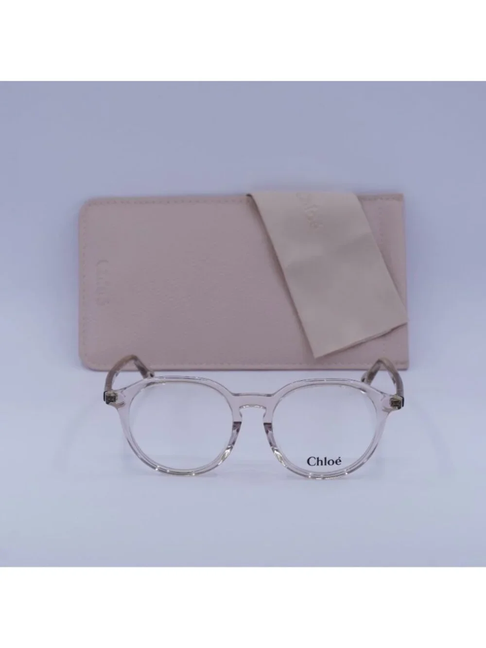 Chloe CH0012OA 001 Eyeglasses Transparent Pink 50mm Round Frame